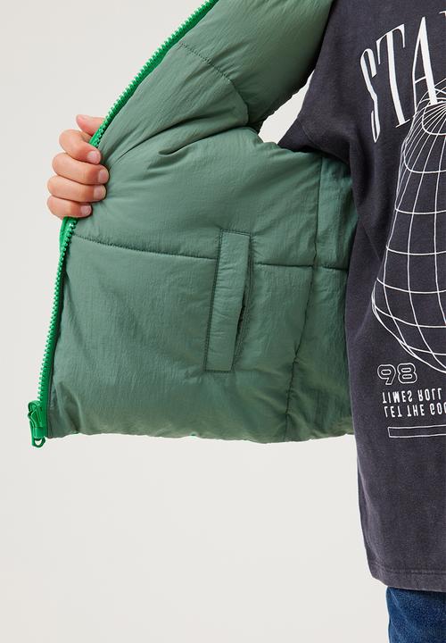 Cotton On - jamie reversible puffer vest - swag green/green splash