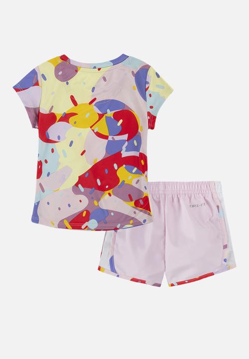 Nike - Nike girls df printed tee and tempo s - pink foam
