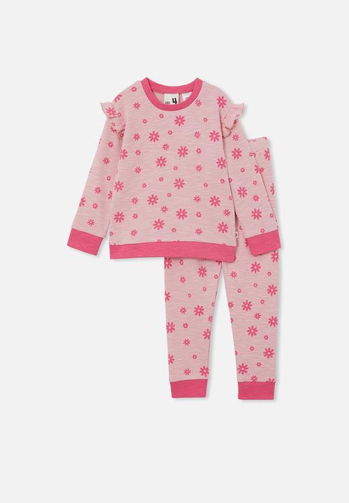 Cotton On - Sienna long sleeve pyjama set - marshmallow pink/daisies