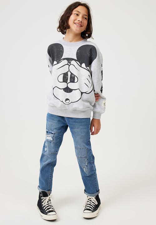Cotton On - License miles fleece crew neck - lcn dis fog grey marle/mickey face