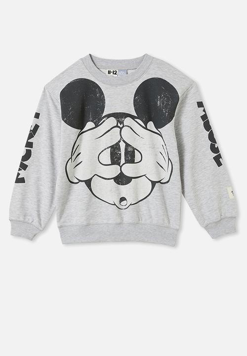 Cotton On - License miles fleece crew neck - lcn dis fog grey marle/mickey face