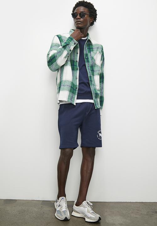 Superbalist - Check flannel long sleeve shirt - green & white 