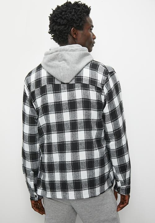 Superbalist - Check textured long sleeve shirt - black & white