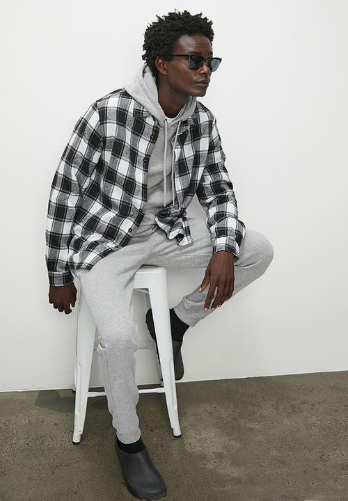 Superbalist - Check textured long sleeve shirt - black & white