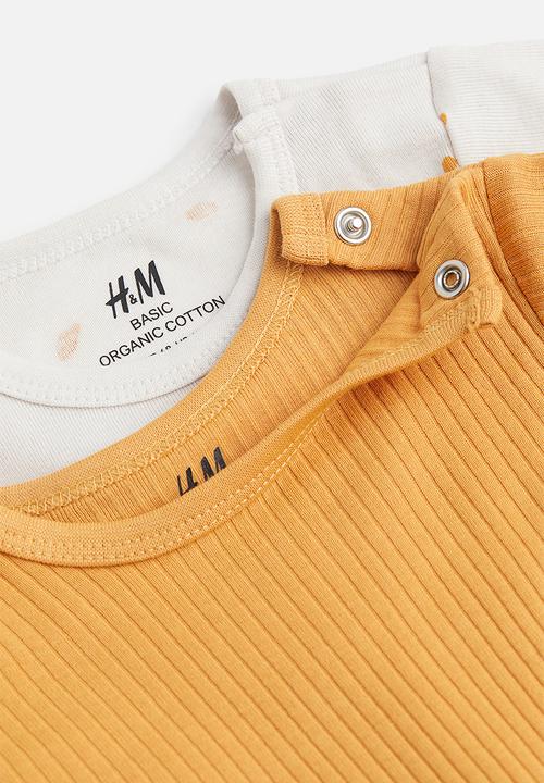 H&M - 2-Pack cotton bodysuits - dark yellow/white