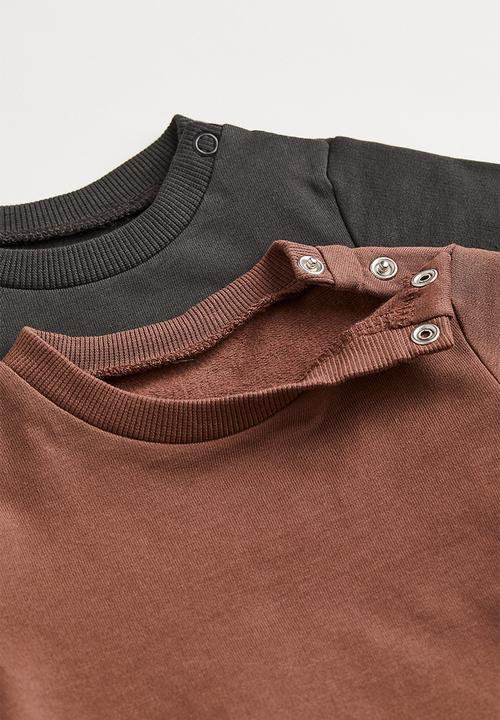 H&M - 2-Pack cotton sweatshirts - brown/dark grey