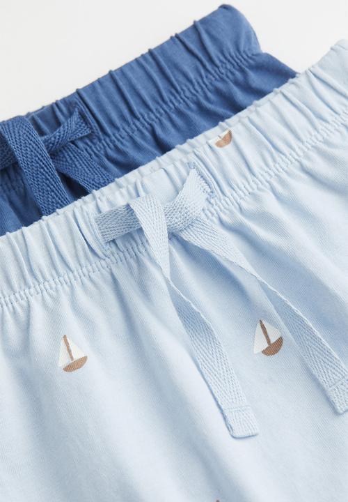 H&M - 2-Pack cotton shorts - light blue/sailing boats