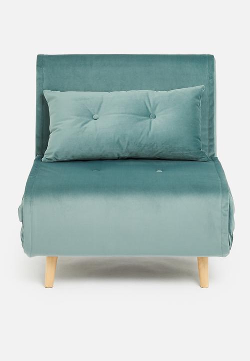 Sixth Floor - Foldable single sofa bed - recycled velvet blue