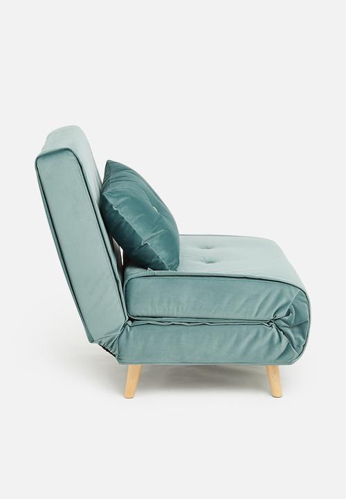 Sixth Floor - Foldable single sofa bed - recycled velvet blue