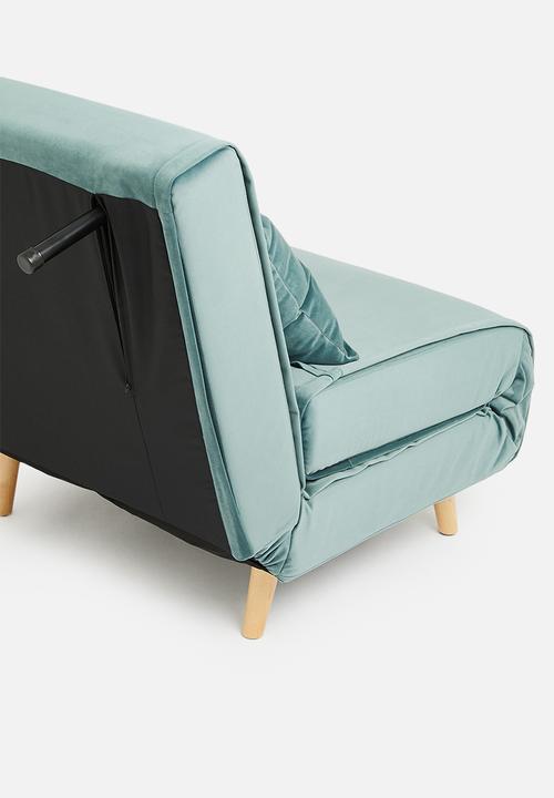 Sixth Floor - Foldable single sofa bed - recycled velvet blue