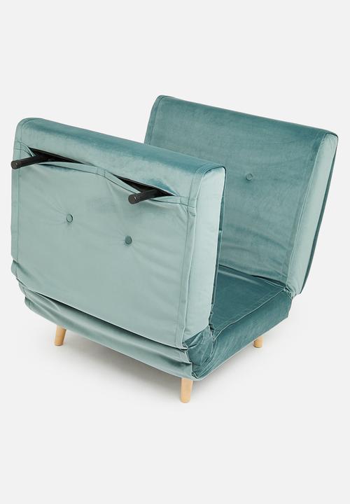 Sixth Floor - Foldable single sofa bed - recycled velvet blue