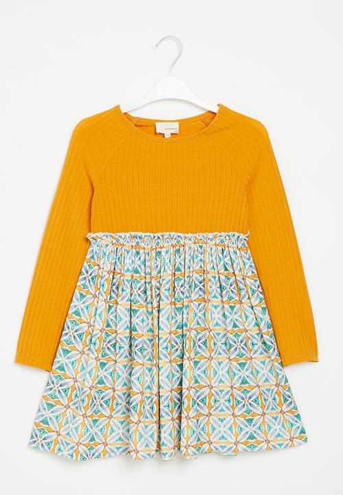 Superbalist - Combo fabric dress - mustard