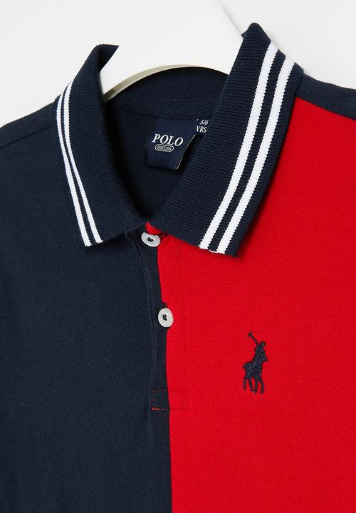 POLO - Boys colour blocked short sleeve golfer - navy
