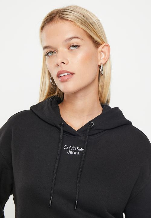Calvin Klein - Stacked logo hoodie - ck black