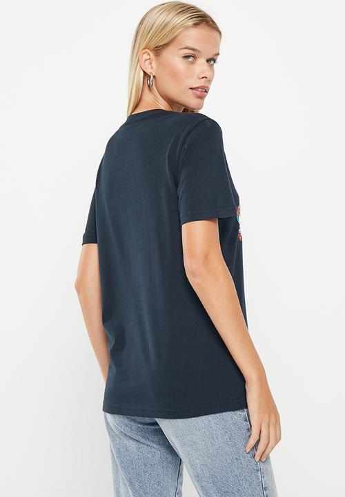 Superdry. - Script style floral tee - eclipse navy