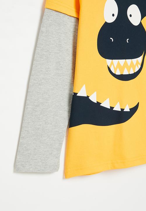 Pop Candy - Twofer tee - yellow/grey