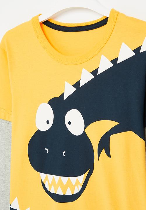 Pop Candy - Twofer tee - yellow/grey