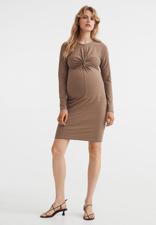 H&M - Mama draped jersey dress - mole 