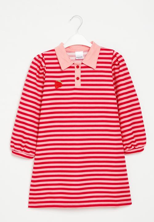 Pop Candy - Stripe golfer dress - red & pink
