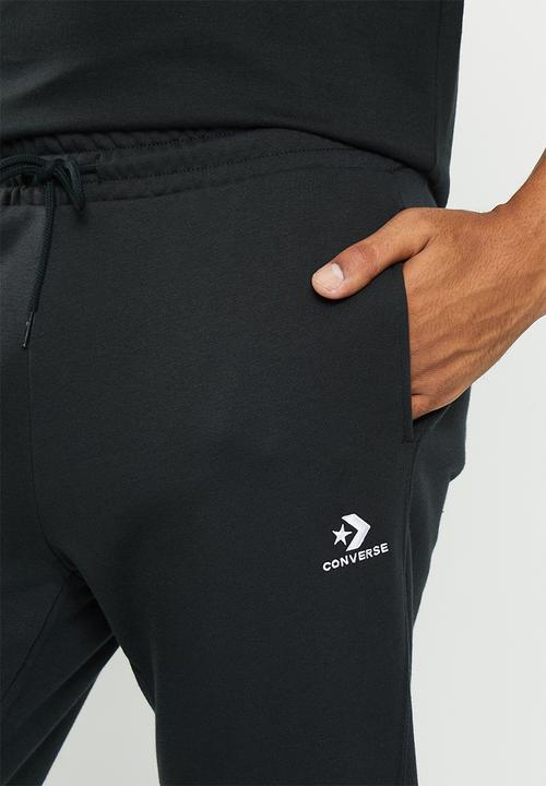 Converse - Converse embroidered star chevron french terry sweatpants- black
