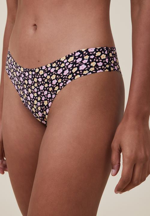 Cotton On - The invisible brasiliano brief - tiny ditsy floral pink black