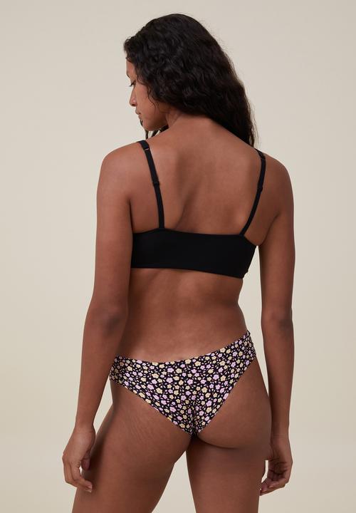 Cotton On - The invisible brasiliano brief - tiny ditsy floral pink black