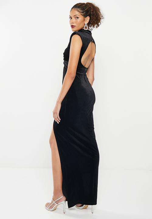 SISSY BOY - Angel wish: knotted maxi dress with open back - black