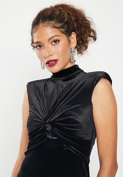 SISSY BOY - Angel wish: knotted maxi dress with open back - black