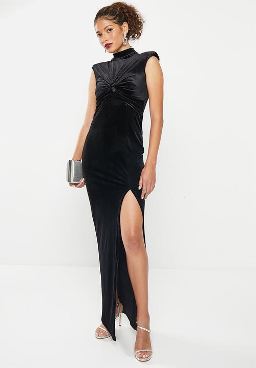 SISSY BOY - Angel wish: knotted maxi dress with open back - black