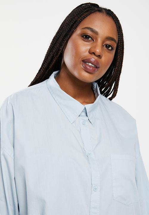 Cotton On - Curve dad shirt - shoreline blue