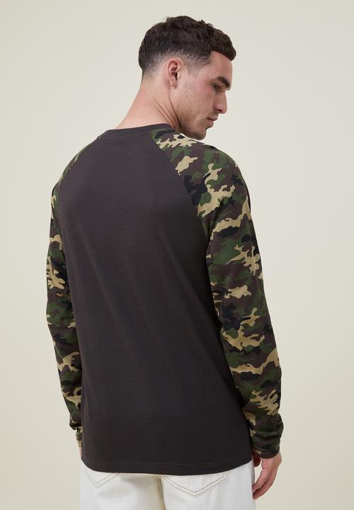 Cotton On - Raglan long sleeve T-Shirt - black/camo 