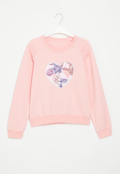 Pop Candy - Girls heart sweatshirt - pink