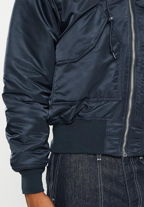Alpha Industries - 45p hooded custom black fur - rep blue