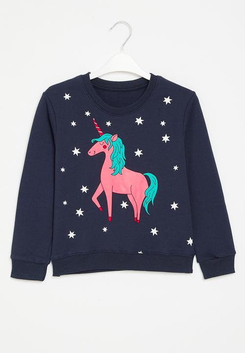Pop Candy - Girls unicorn sweatshirt - navy