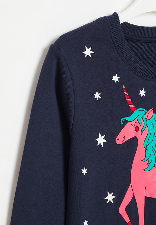 Pop Candy - Girls unicorn sweatshirt - navy
