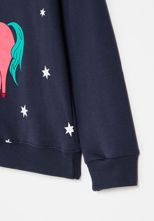 Pop Candy - Girls unicorn sweatshirt - navy