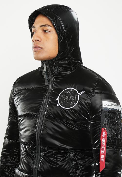 Alpha Industries - Ma-1 hooded puffer fur hood metallic nylon - black