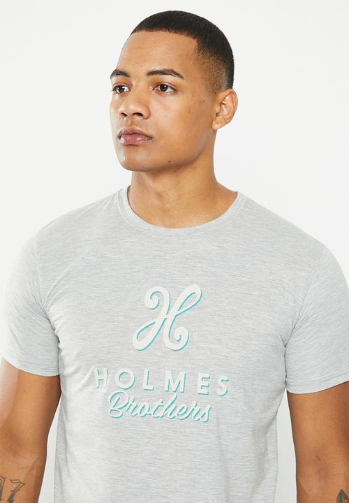 Holmes Bro's - Label shadow short sleeve tee - dirty grey melange