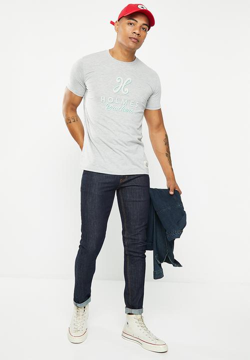 Holmes Bro's - Label shadow short sleeve tee - dirty grey melange