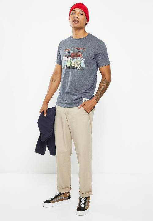 Holmes Bro's - Delux combi short sleeve tee - pewter melange