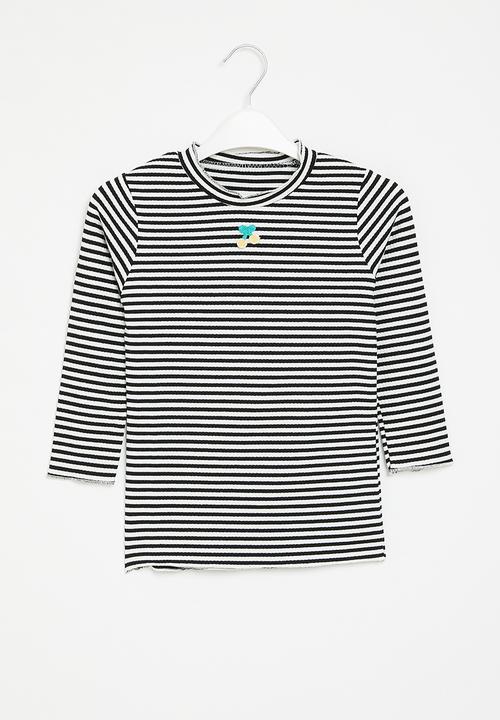Pop Candy - Girls stripe top - black & white