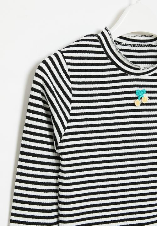 Pop Candy - Girls stripe top - black & white
