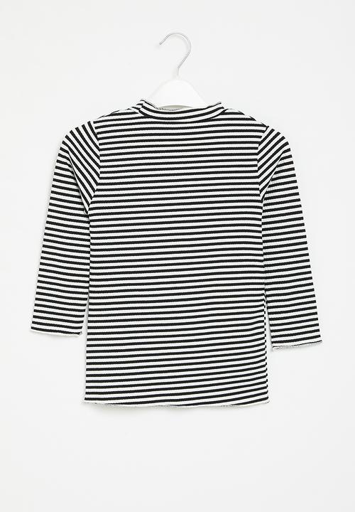 Pop Candy - Girls stripe top - black & white