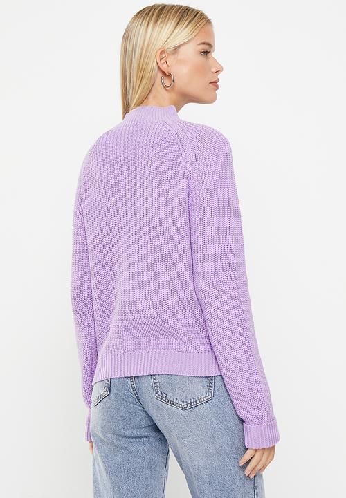 Noisy May - Siesta long sleeve high neck cropped knit - purple rose