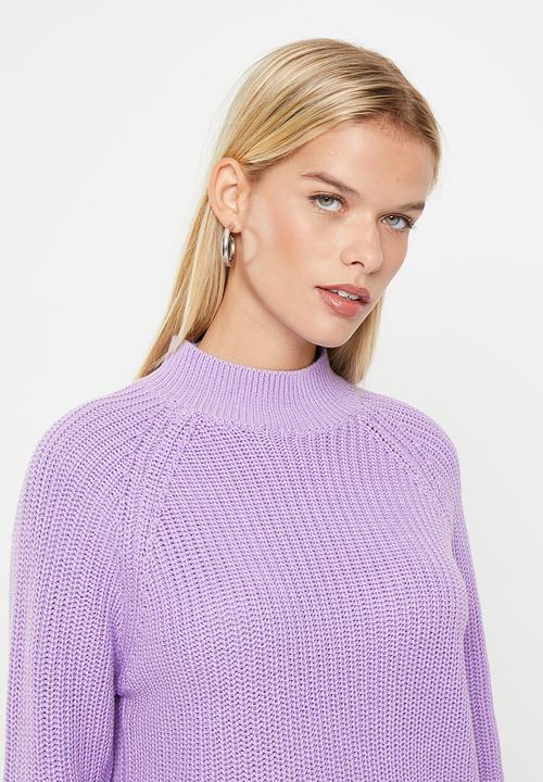 Noisy May - Siesta long sleeve high neck cropped knit - purple rose