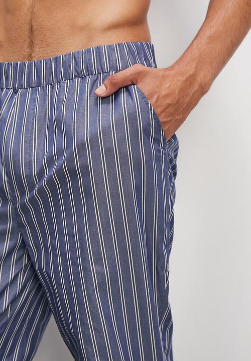 Superbalist - Woven cotton pyjama set - blue stripe