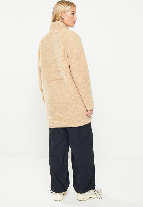 Noisy May - Kian long sleeve long teddy jacket  - irish cream