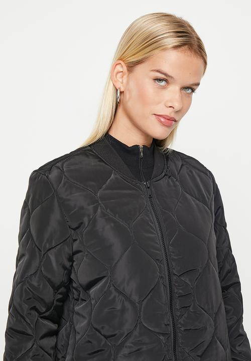 Noisy May - Silje quilted long long sleeve jacket - black
