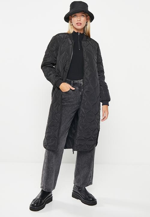 Noisy May - Silje quilted long long sleeve jacket - black
