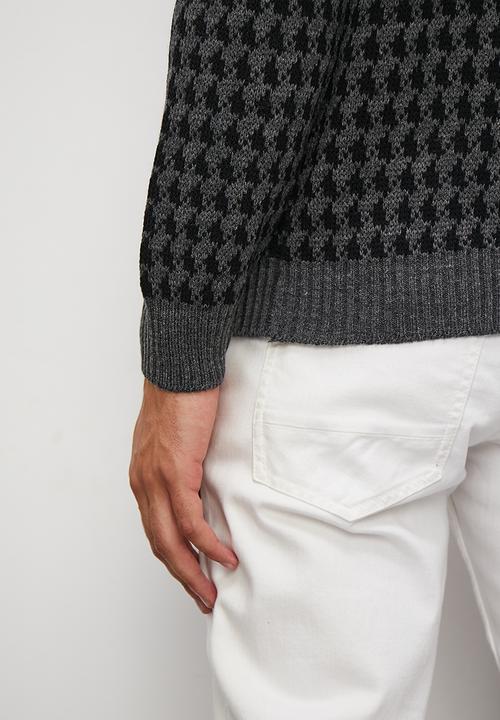 Superbalist - Regular fit houndstooth crew neck - multi